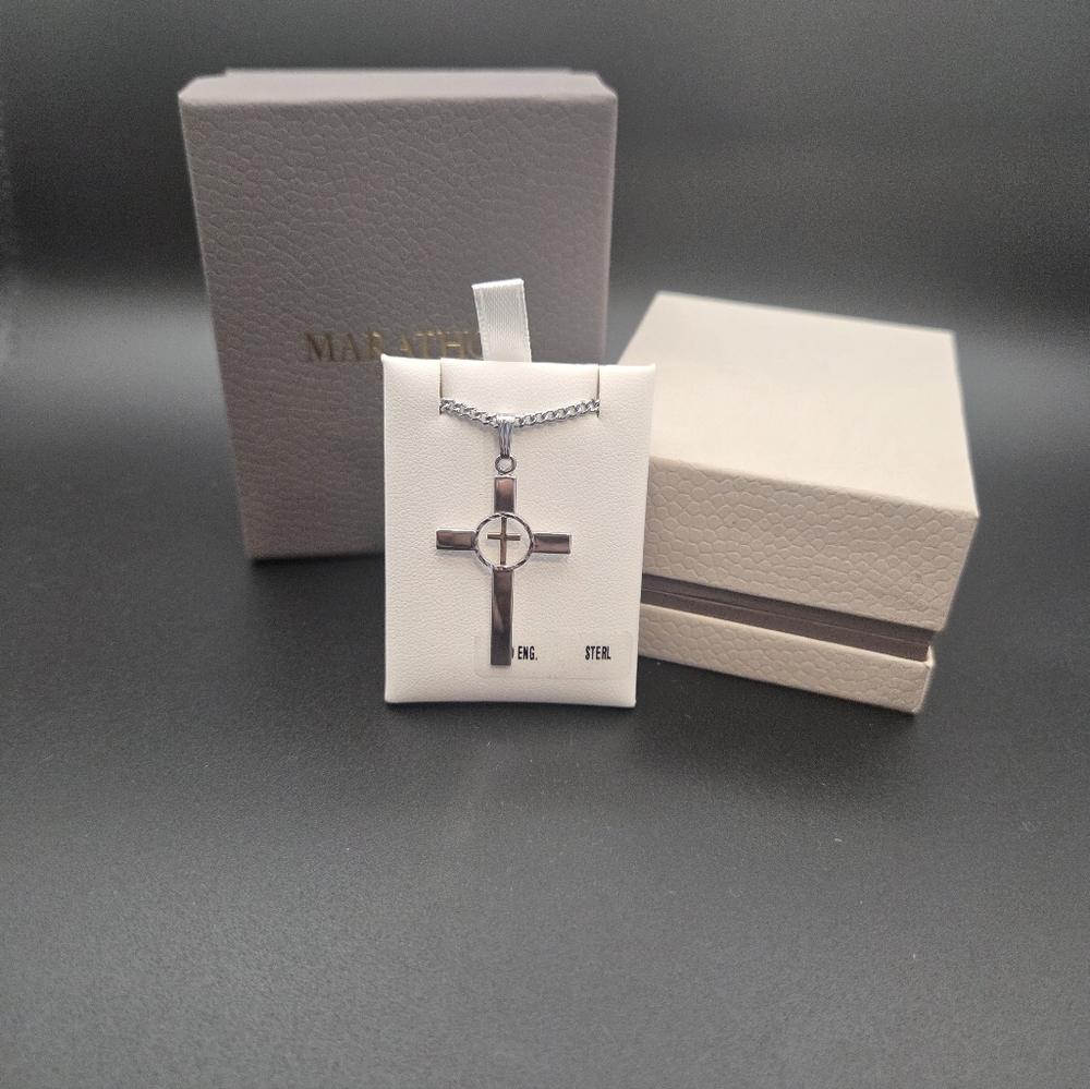 Marathon Hand Engraved Cross Necklace